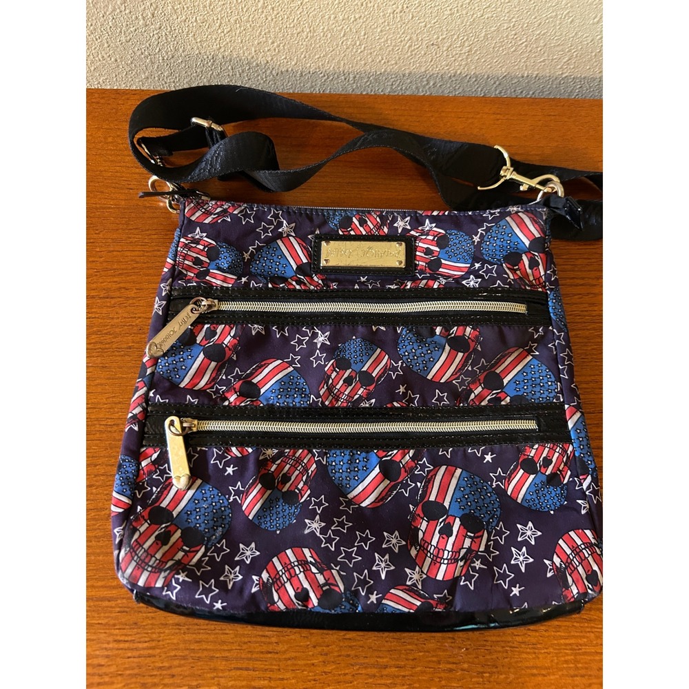 Betsey Johnson Americana Skull Star Crossbody Bag Nylon Messenger Patriotic Blue